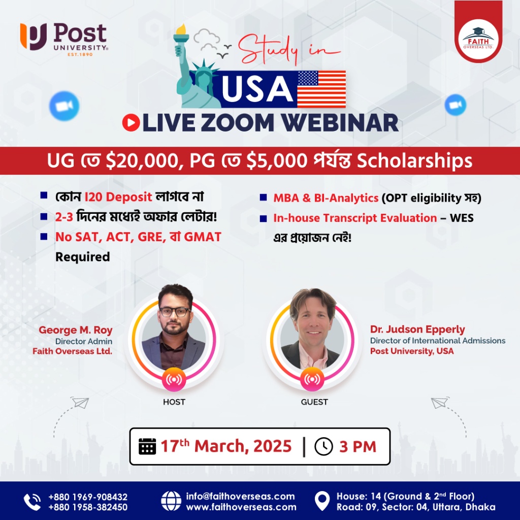 Study in USA - Post University - Live Zoom Webinar